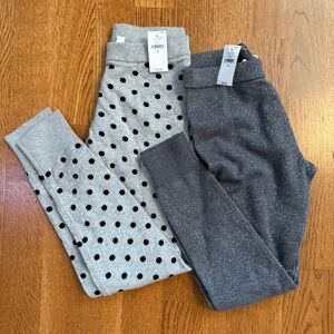 NWT GAP Kids Knit Sweater Leggings Polka Dots Sparkly Gray Silver Sz M Set of 2